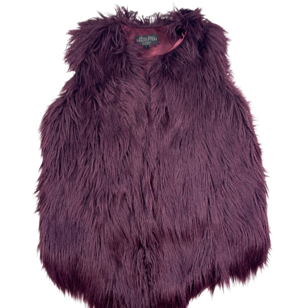 Donna Salyers' Fabulous Furs Wine Colored Fuzzy Textured Vest Women's Size L